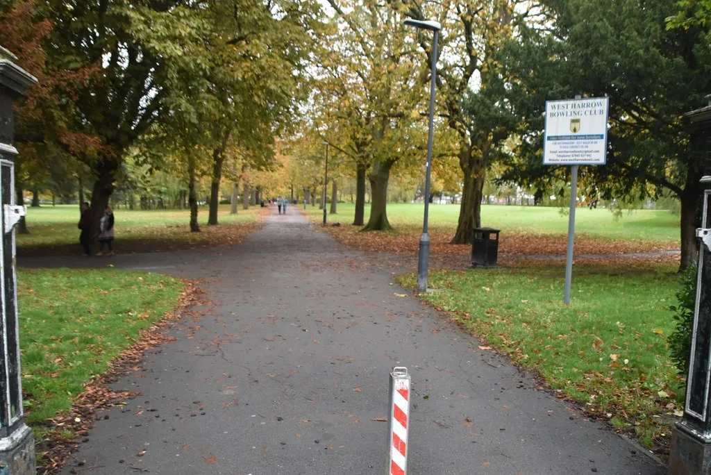 West Harrow Recreation Ground. Warning signs go up in Harrow's parks during the operation.